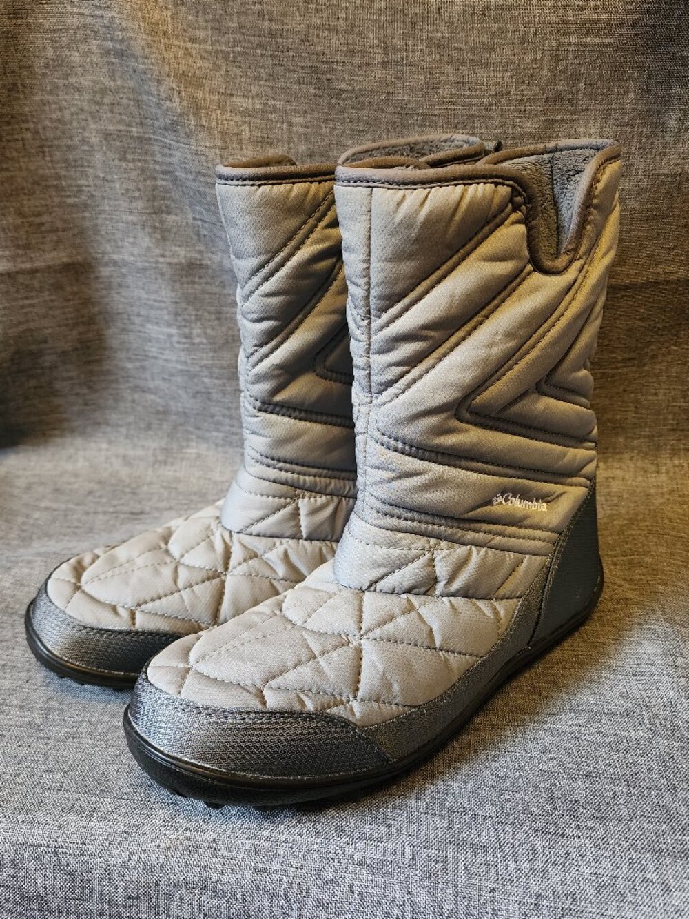 Women's Size 6 Columbia Minx Slip Gray Omni Heat Grip Waterproof Zip Up Boots
